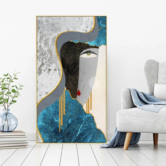 Modern Figure Abstract Geometric Art Floating Frame Canvas Wall Painting