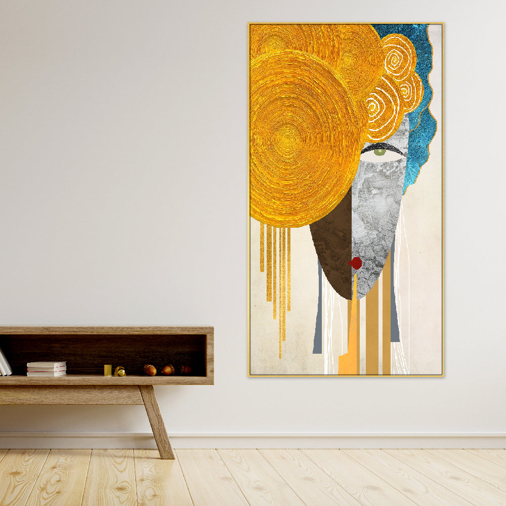 Modern Figure Floating Frame Abstract Geometric Art Canvas Wall Painting