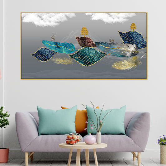 Canvas Floral Floating Frame Painting for Bedroom Living Room Wall Decoration