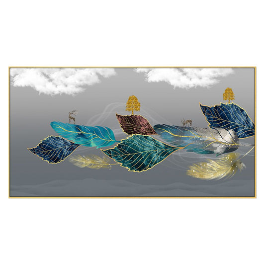 Canvas Floral Floating Frame Painting for Bedroom Living Room Wall Decoration