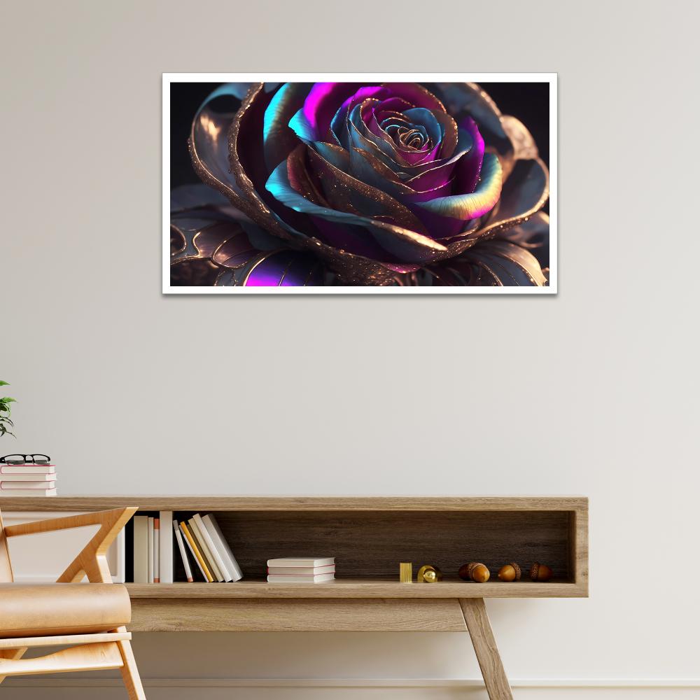 Multicolor Rose Floating Framed Floral Canvas Wall Painting