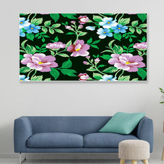 Beautiful Pink and Blue Floral Floating Frame Canvas Wall Painting