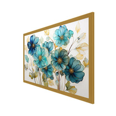 Canvas Blue Floral Floating Framed Canvas Wall Painting