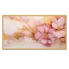 Pink Floral Floating Frame Canvas Wall Painting