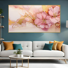 Pink Floral Floating Frame Canvas Wall Painting