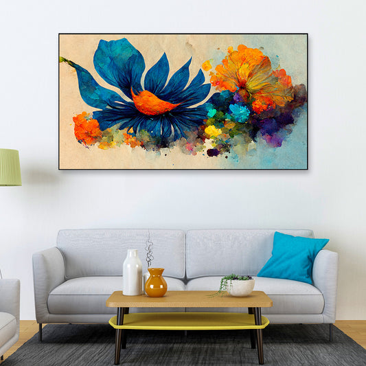 Abstract Multicolor Floral Canvas Floating Frame Painting for Home and Office Wall Décor