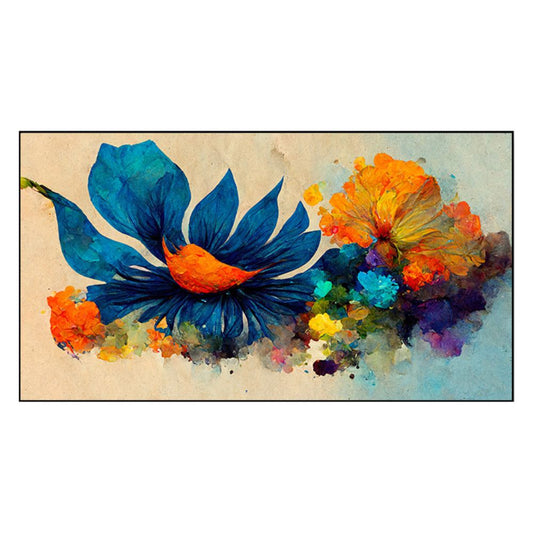 Abstract Multicolor Floral Canvas Floating Frame Painting for Home and Office Wall Décor