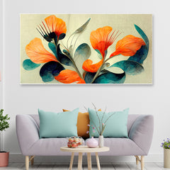 Beautiful Abstract Floral Canvas Floating Frame Painting for Home and Office Wall Décor