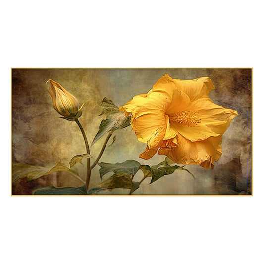 Yellow Floral Floating Framed Canvas Wall Painting