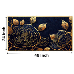 Gold Generative Luxury Rose Flowers Framed Canvas Painting for Wall Decoration