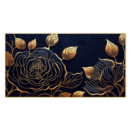 Gold Generative Luxury Rose Flowers Floating Framed Canvas Wall Painting