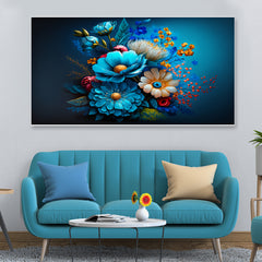 Colorful Flower Bunch Floating Frame Floral Canvas Wall Painting