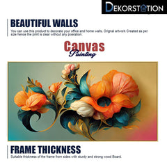 Beautiful Flower Art Design Canvas Floating Frame Floral Painting for Wall Decoration