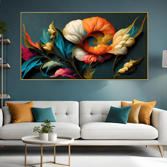 Elegant Flowers Illustration Canvas Paintings for Wall Décor Painting with Floating Frame