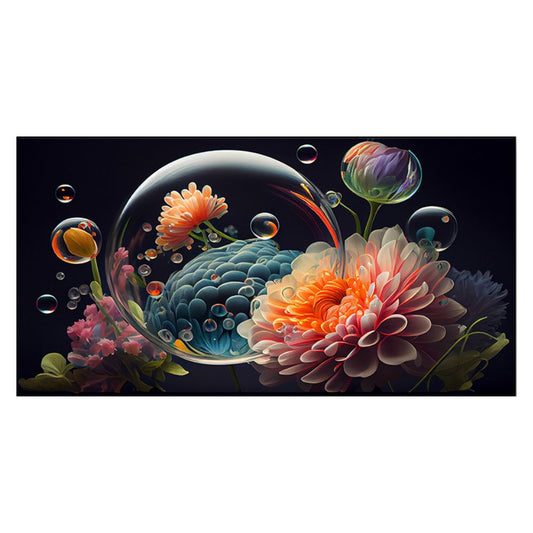 Abstract Flowers Illustration with Nature Floating Frame Canvas Art Print Wall Décor Painting