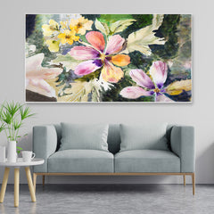 Abstract Multicolor Flowers Canvas Painting for Wall Decor Art Print with Floating Frame