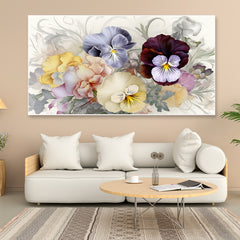 Beautiful Pansies Multicolor Flowers Floating Frame Canvas Wall Painting