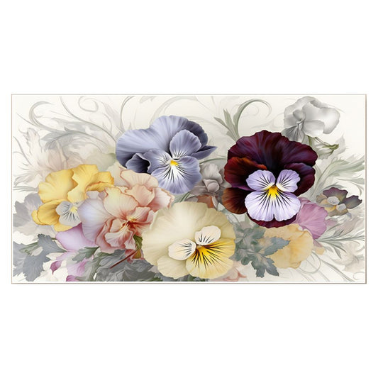 Beautiful Pansies Multicolor Flowers Floating Frame Canvas Wall Painting