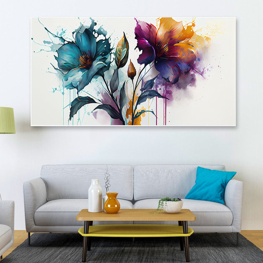 Abstract Multicolor Flowers Art Print Canvas Floral Wall Painting for Home Décor