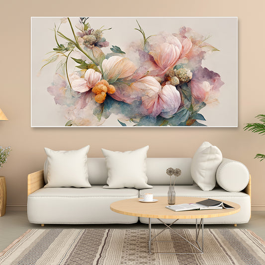 Pink Flowers 3D Art Print Floating Framed Canvas Wall Painting