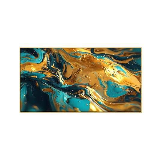 Blue And Gold Luxury Marble Wall Art Print Canvas Floating Frame Wall Paintings