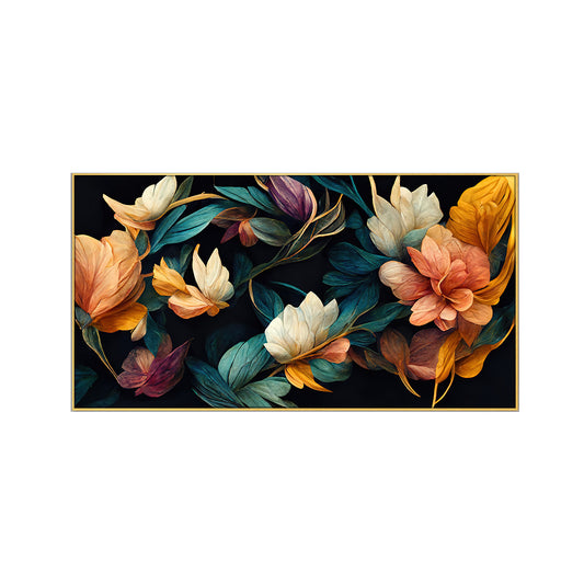 Abstract Multicolor Flowers Floating Frame Canvas Wall Art Floral Painting