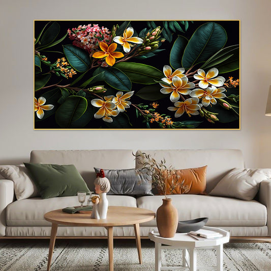 Tropical Floral Floating Framed Canvas Wall Painting