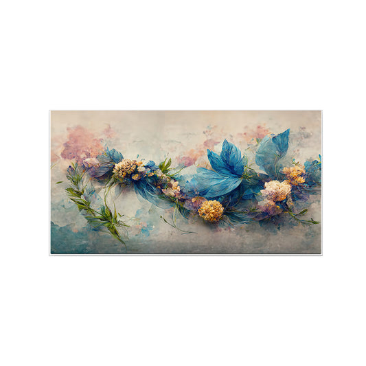 Colorful Blue Abstract Floral Canvas Wall Painting