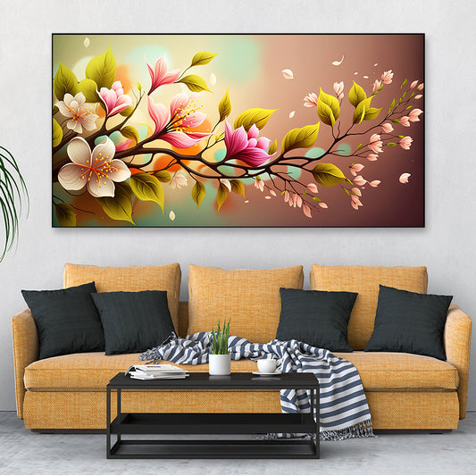 Colorful Realistic 3d Floral Spring Background Floating Frame Canvas Wall Painting