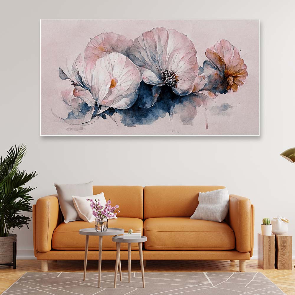 3D Illustration White Flower Canvas Painting for Bedroom Living Room Wall Décor