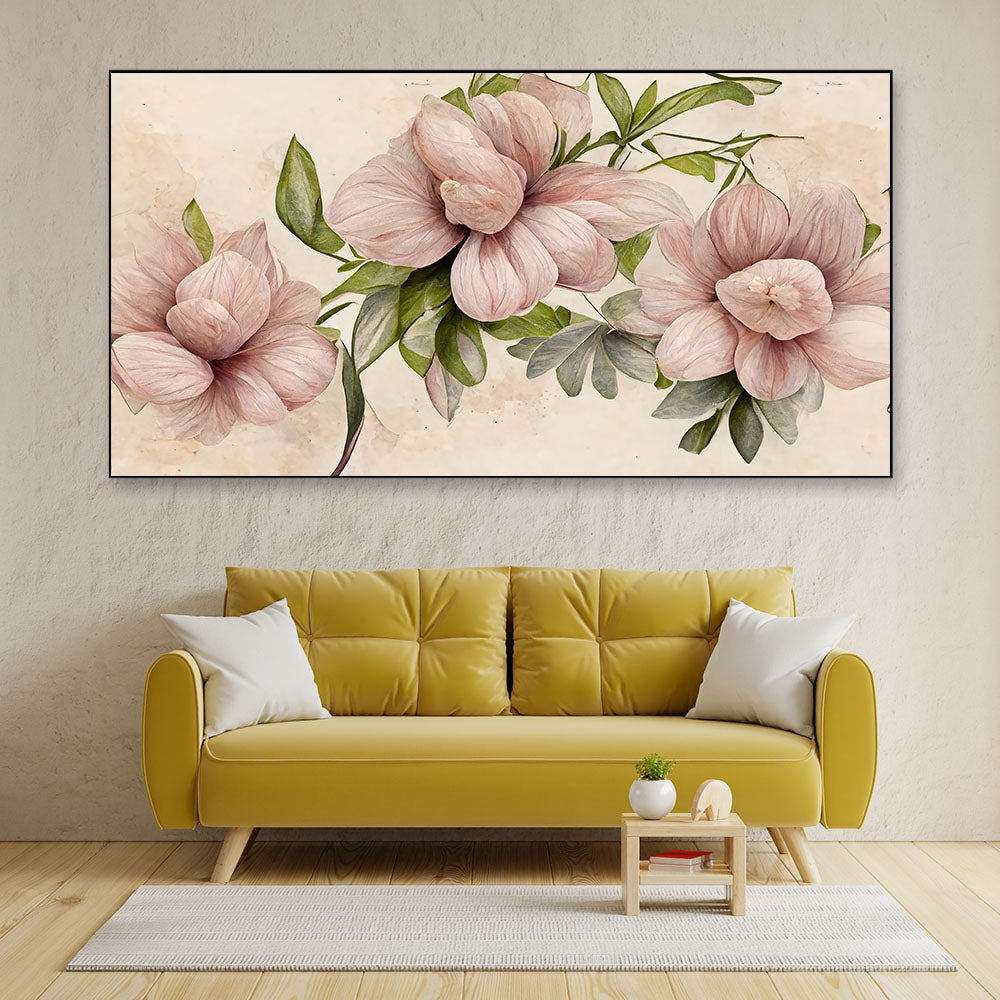 Pink 3d Floral Floating Frame Canvas Wall Painting