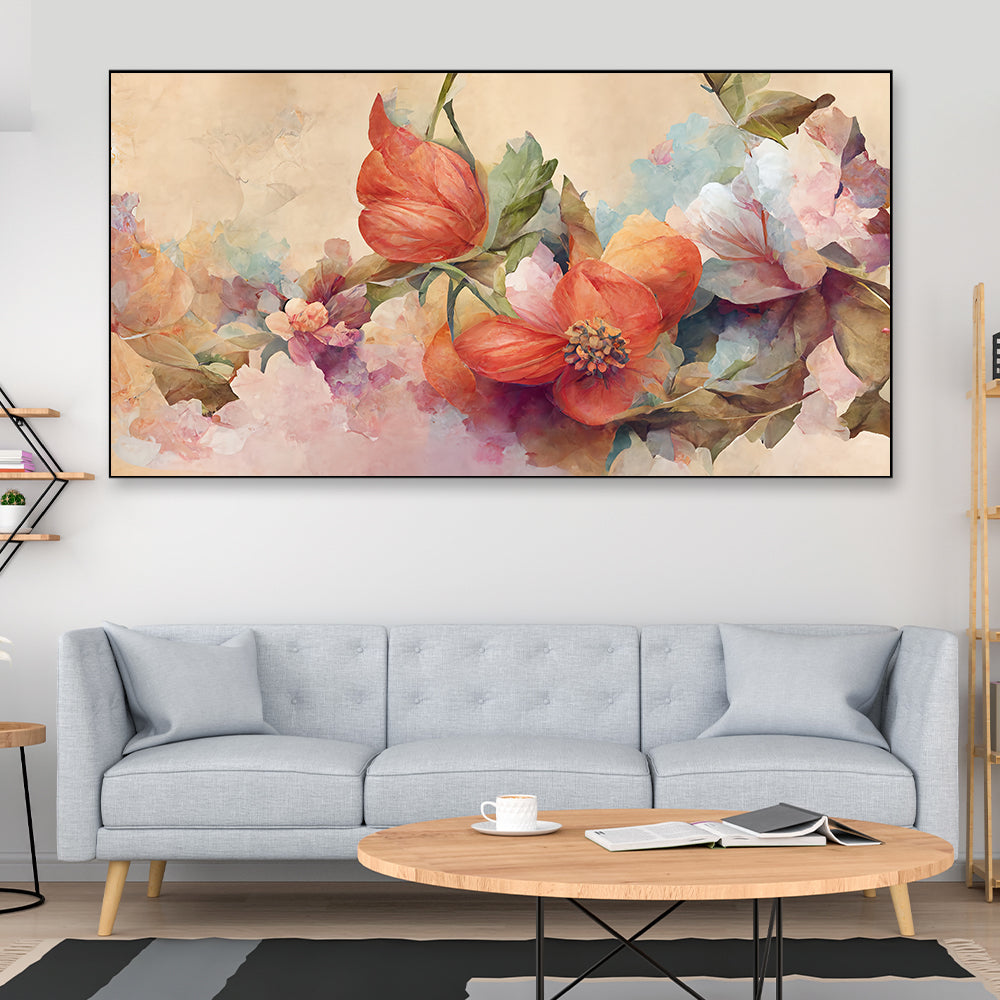 Luxurious Framed Art Print Canvas 3D Floral Floating Framed Canvas Wall Painting