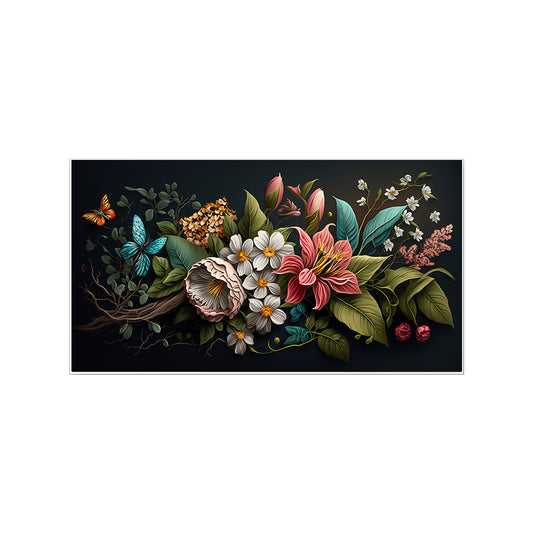 Multi Color 3D Floating Framed Floral Canvas Wall Painting