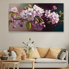 Fresh Spring Blossom Pink Flowers Branch Floating Frame Canvas Wall Painting