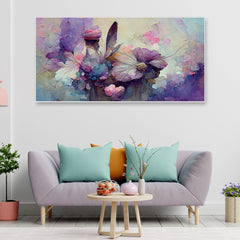 3D Purple Floating Frame Flower Canvas Paintings for Wall Decor