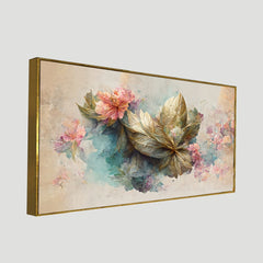 Luxurious Botanical Floral Elements Floating Frame Canvas Wall Painting