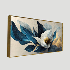 Luxurious 3d White and Gold Modern Flower Floating Frame Canvas Wall Painting