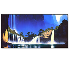 Magical Waterfall Jungle Forest Landscape Floating Frame Canvas Wall Painting