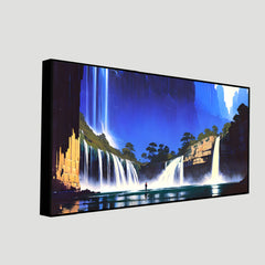 Magical Waterfall Jungle Forest Landscape Floating Frame Canvas Wall Painting