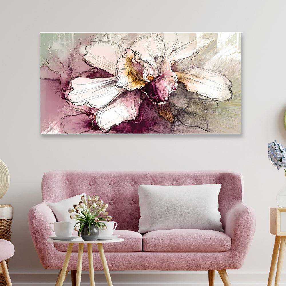 Beautiful Orchid Floating Frame Floral Canvas Wall Painting