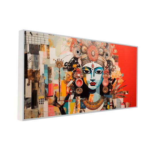 Indian Mythology Symbols and Deities in Abstract Style Canvas Wall Paintings