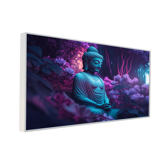 Lord Budha with Flowers Canvas Wall Painting