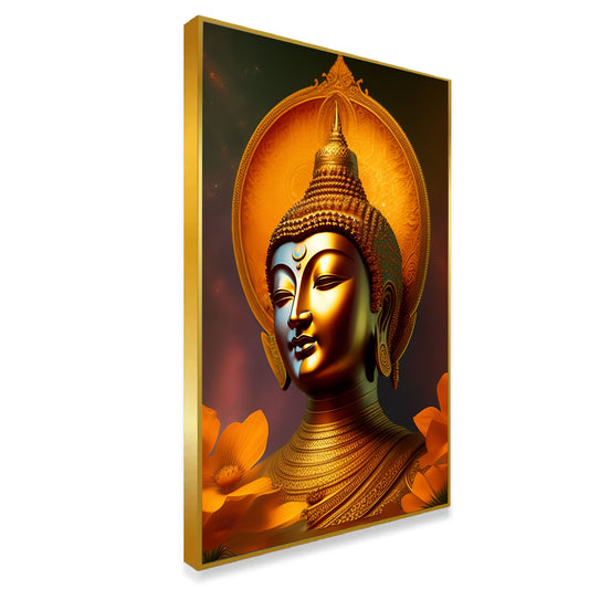 Lord Budha Meditating Floating Frame Canvas Painting for Home Decoration