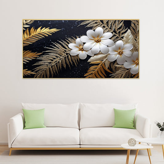 Vintage Floral Floating Frame Canvas Painting for Wall