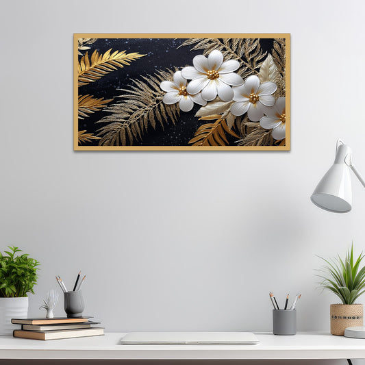 Vintage Floral Floating Frame Canvas Painting for Wall