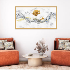 Abstract Golden Modern Art Canvas Wall Painting With Floating Frame For Home Décor