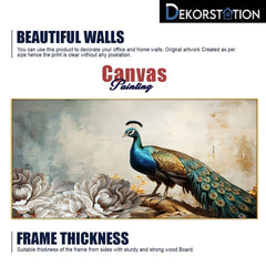 Peacock Wall Décor Floating Frame Canvas Painting for Vastu Home Decoration