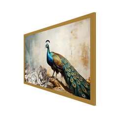 Peacock Wall Décor Floating Frame Canvas Painting for Vastu Home Decoration