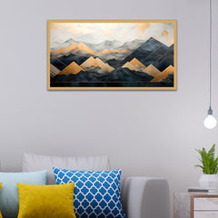 Abstract Mountain Modern Floating Frame Canvas Painting For Wall Décor