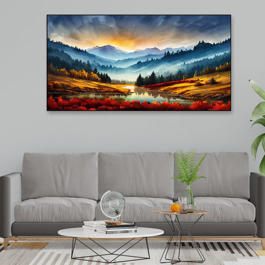 Autumn in the Mountains Beautiful Nature Wall Painting for Living Room